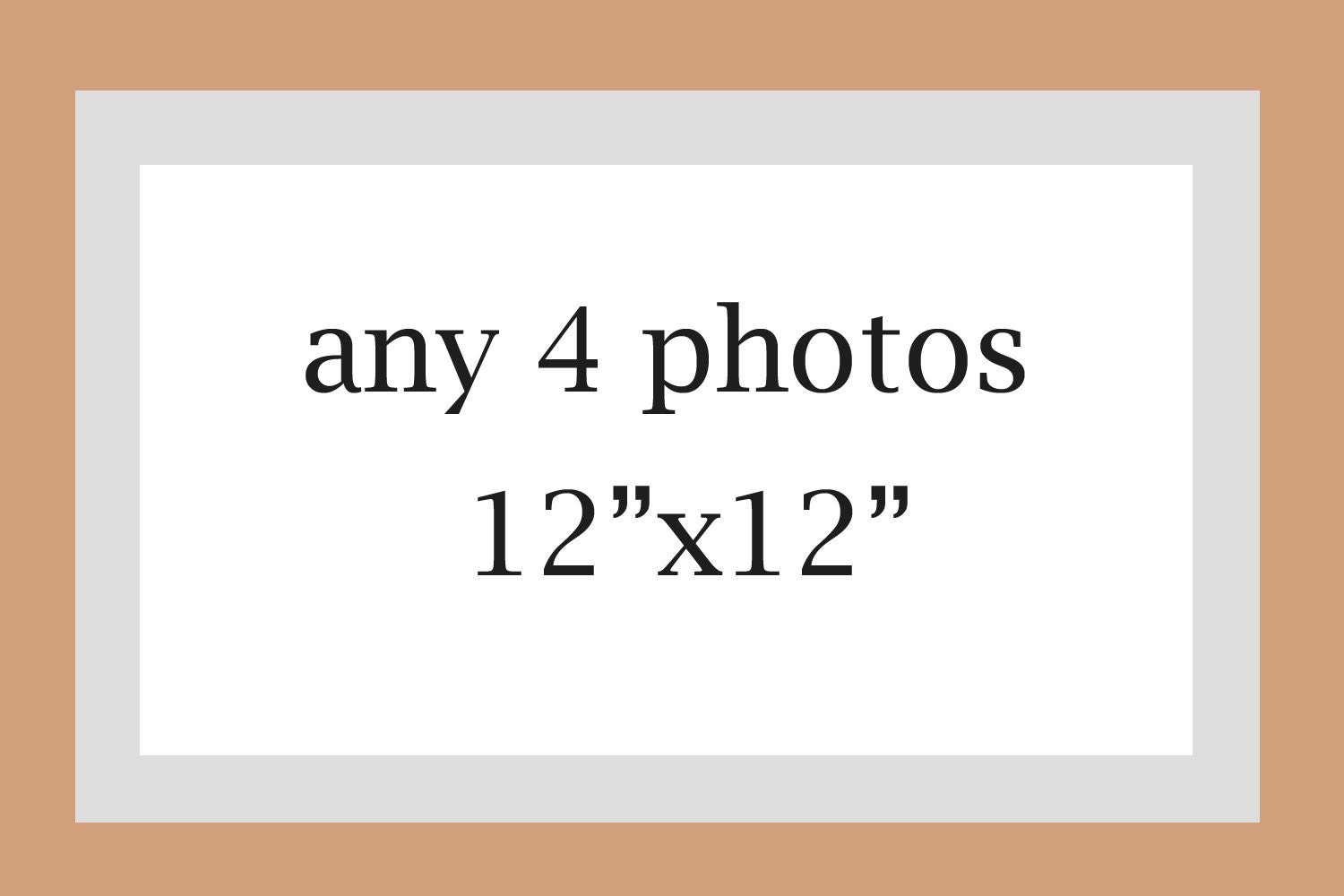 Any 4 12x12 photos to fit Ikea Ribba 20x20 frame, custom size for Ribba, you pick your four pictures