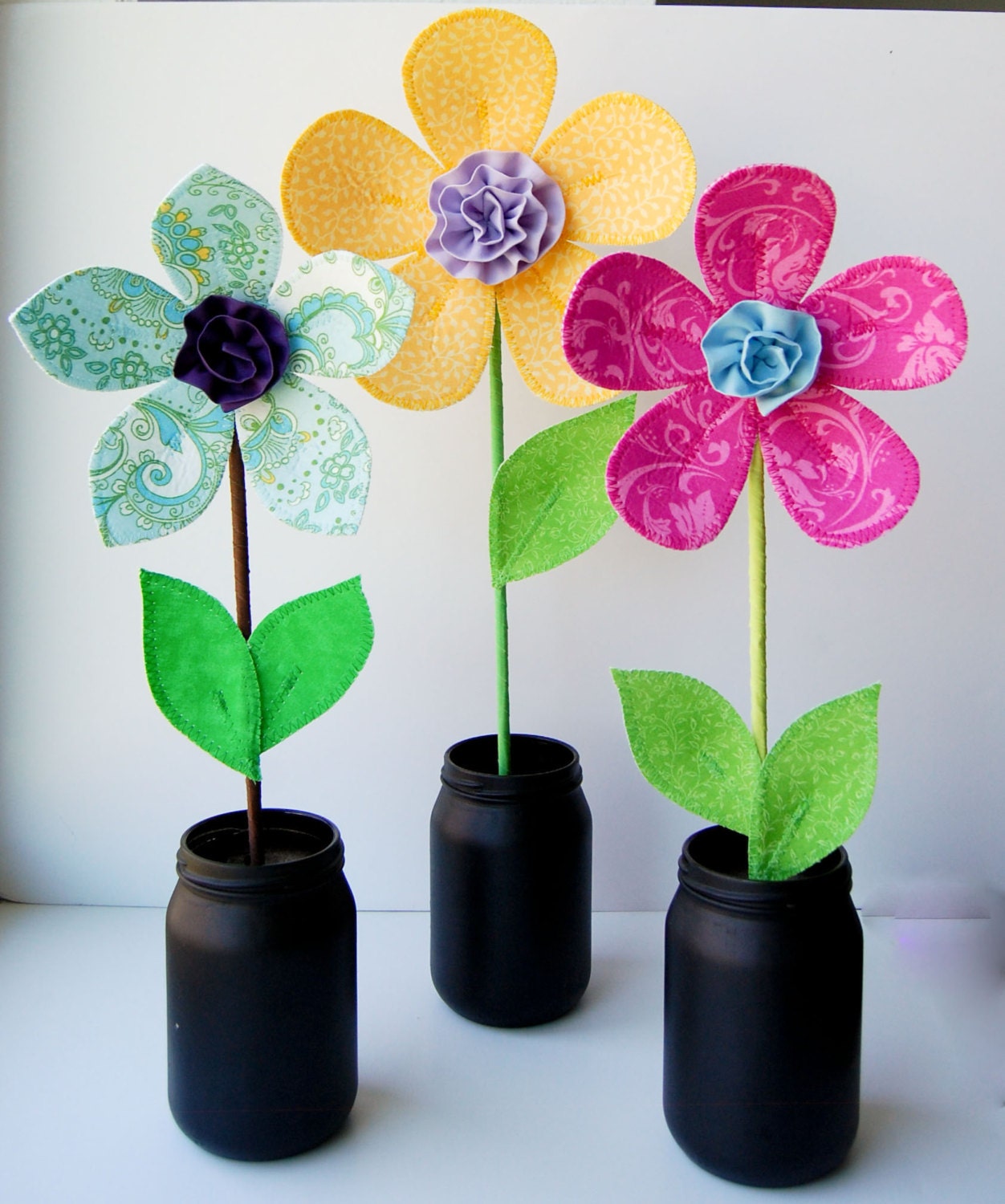 3d fabric flower.  fabric wall decal for girls.  bright pink fabric flower. spring garden. scrolls and acanthus leaf.
