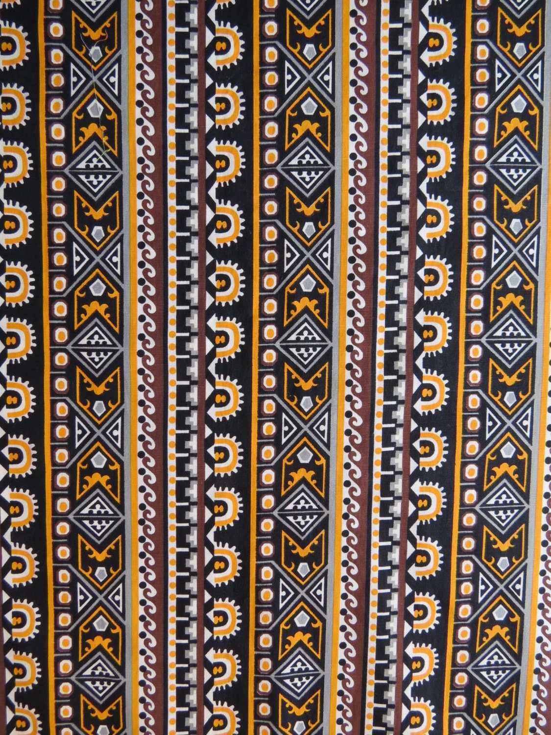 60s 70s Vintage Fabric - Brown Orange and Black Stripes - 1 yd x 44" wide - Greek Middle Eastern