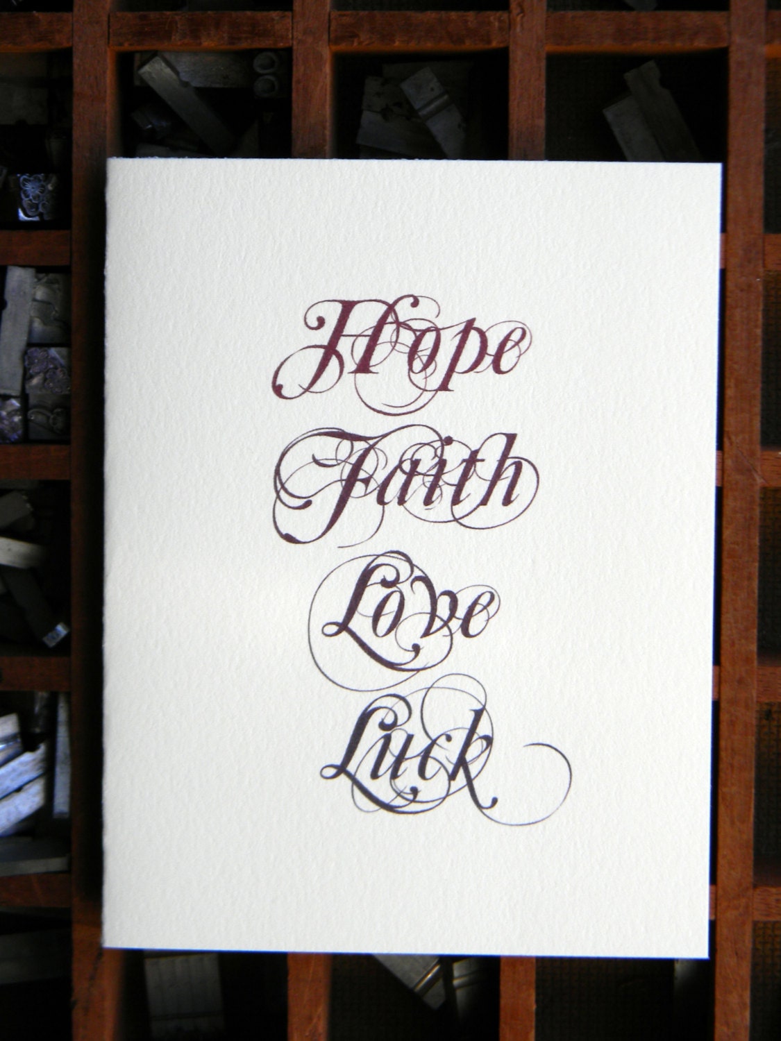 Hope Faith Love Luck Notecard