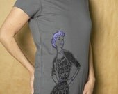 Little Black Dress Dark Gray: Women - hand pulled screenprint
