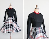 Vintage 1950s Dress : 50s 60s Full Skirt Preppy Dress