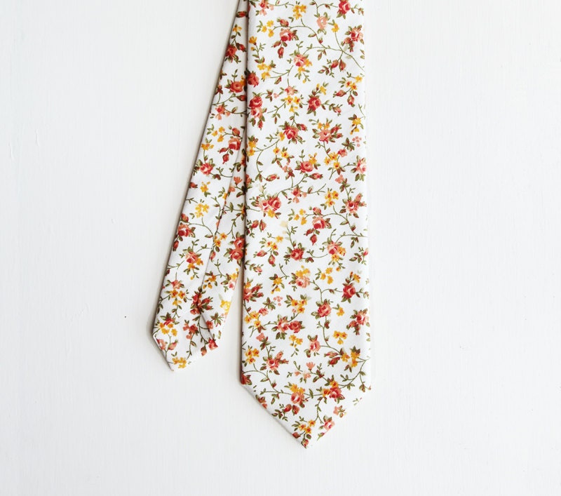 Pip - Yellow/Orange Floral Cotton Men's Tie