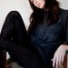 Velvet burnout leggings - stretch spandex midnight black floral design, soft grunge style goth fashion - small