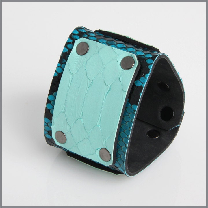 Two toned Turquoise Python Cuff - LARGE