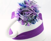 Newborn Headband, Baby Head Band, Shabby Flower Headband, Chiffon Flower Purple Headband