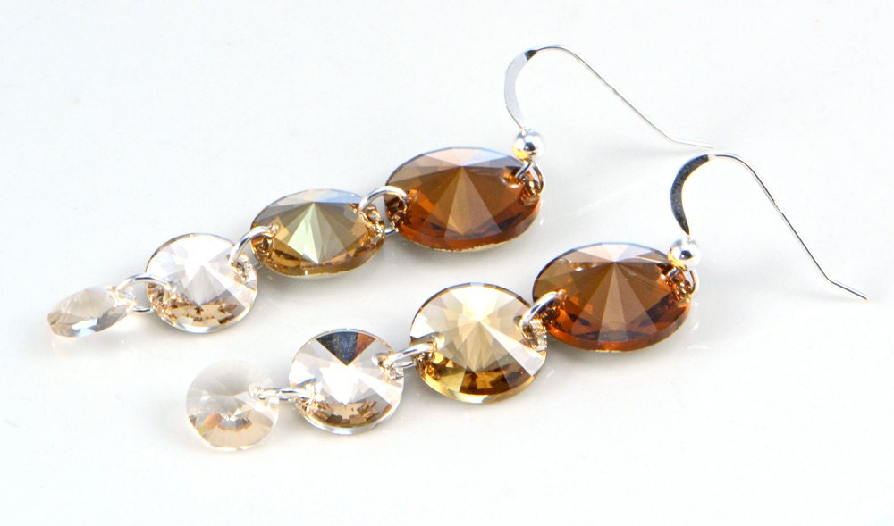 Golden Topaz Swarovski Crystal Earrings