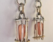 Mixed Metal Hanging Egg Cage Terra Cotta Dangling Earrings