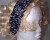 Crochet Headband, Chunky Blue and Silver Hairband, Glittery Headband, Hair Accessory, Head Wrap, Women and Teen Girls