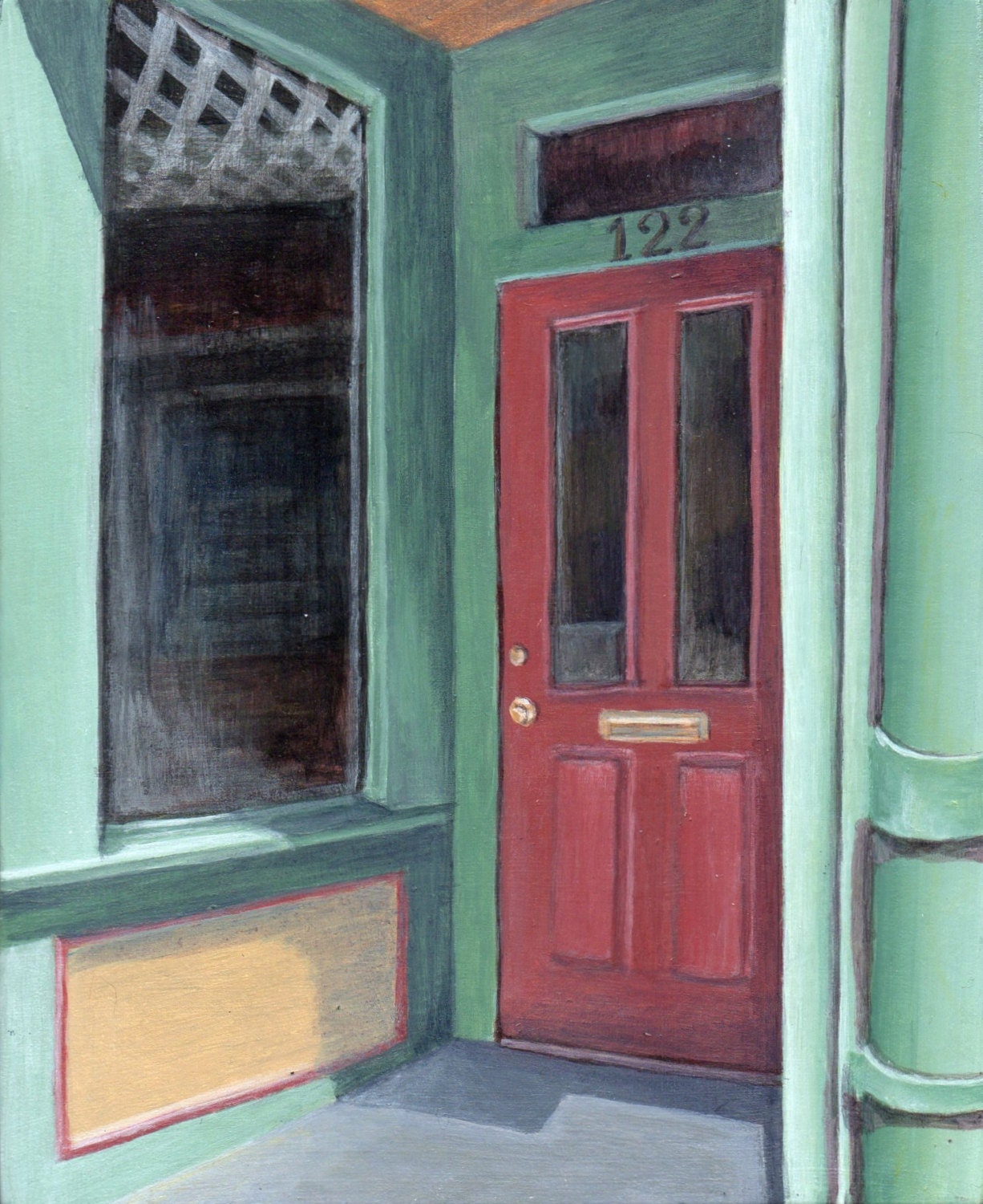Small Acrylic Painting - Original Landscape Painting on Board - Cityscape of Building Architectural Art