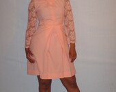 1960s Vintage Mod Peach Pink Dress