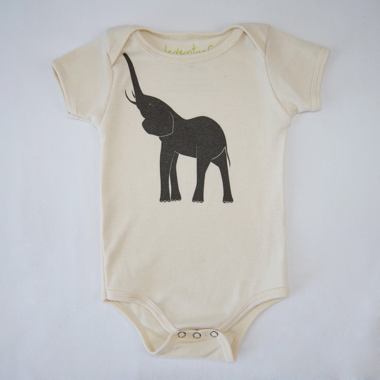 Elephant Organic Shimmer Ash Printed Bodysuit in Natural 3-6m, 6-12m, 12-18m