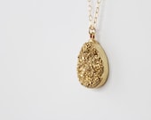 Gold Crystal Druzy Necklace - 24k Gold Edges - OOAK - 18 inch