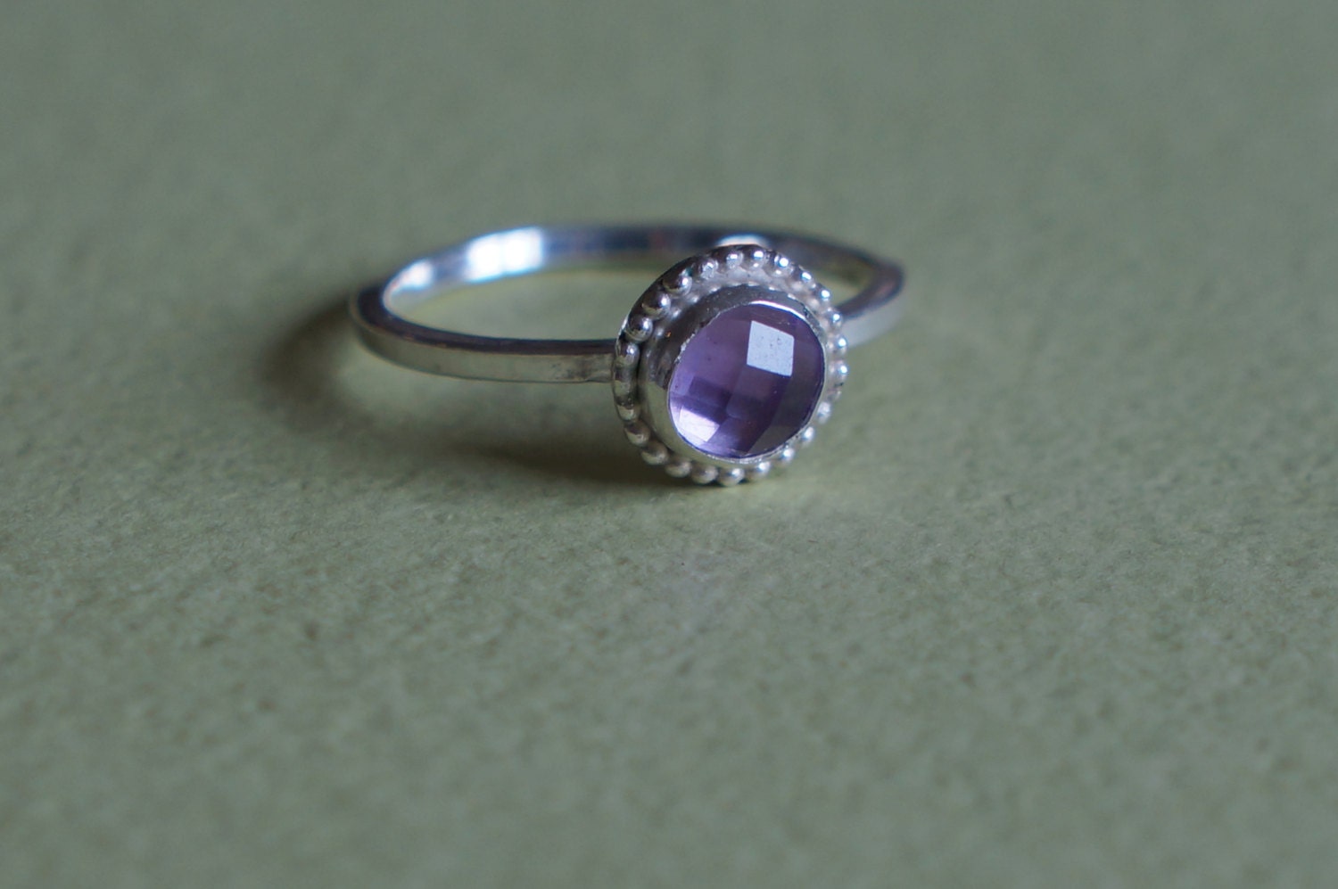 amethyst ring - rose cut amethyst - size 6.5