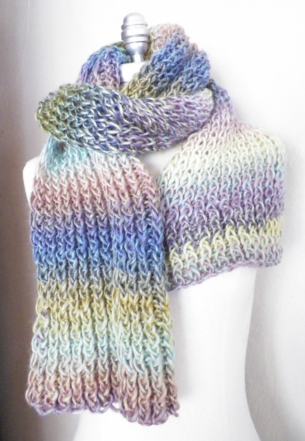 Big Knit Scarf, Pastels, Stripes, Beautiful