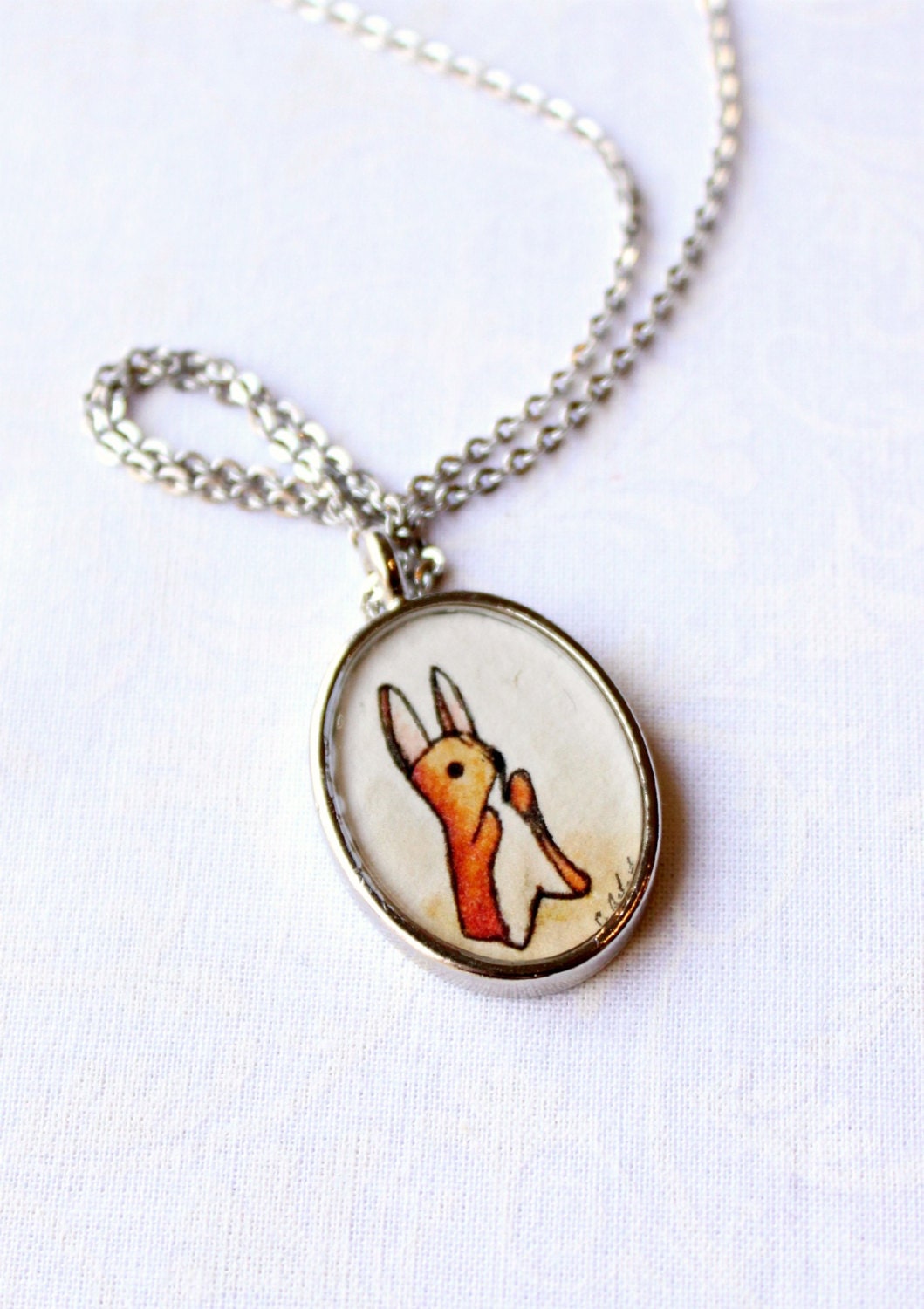 Velveteen Rabbit - book illustration necklace pendant, bunny art pendant, wearable art print LIMITED EDITION