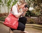 SANASHA Handbag in Red Shimmer:  Leather Unique Bag Womens Ladies Designer
