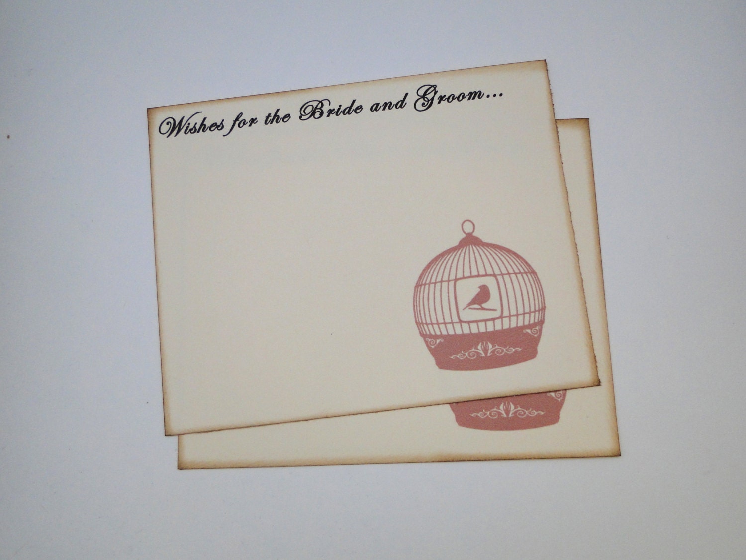 Wedding Guest Book Alternative Cards - Set of 50 - Pretty Pink Birdcage Wedding Wishes