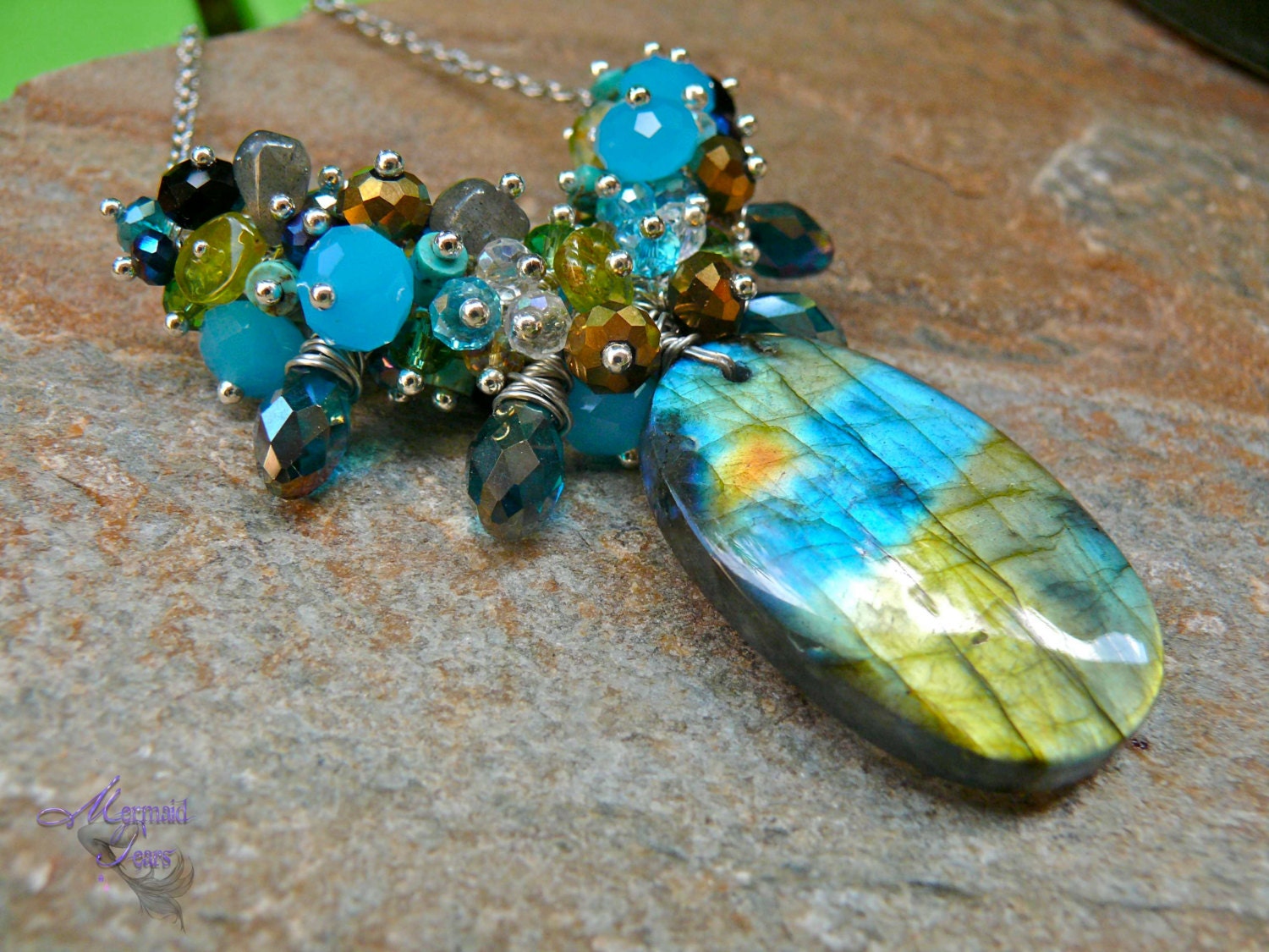 Natural Labradorite Necklace - Real Gemstone Jewelry made in Hawaii by Mermaid Tears