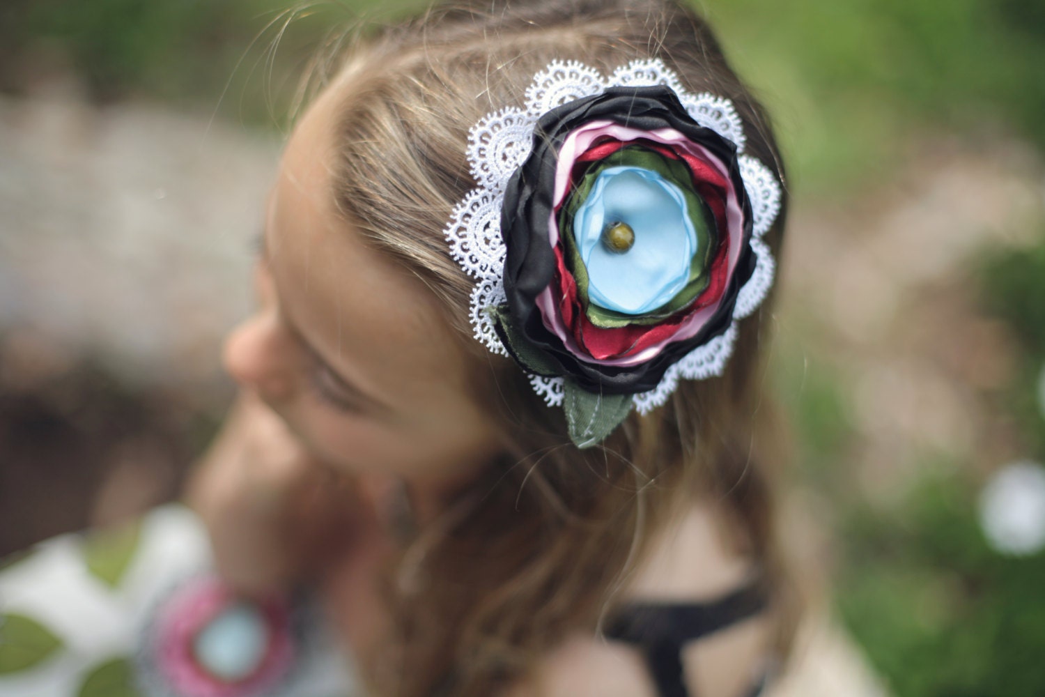 Dramatic satin blossom hair clip & brooch pin  Ready To Ship