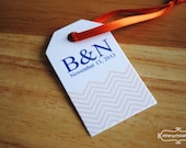 Die Cut Monogram Wedding, Shower, Party Favor Tags (Chevron) - Set of 20