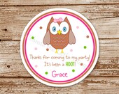 Set of 12 Woodsy Owl Favor Tags, Stickers for Girls : pink, personalized Il_170x135