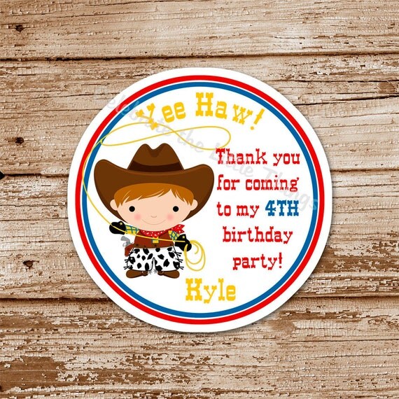 SET of 12 COWBOY Favor Tags or Stickers : Choose Your Favorite Cowboy Il_570xn