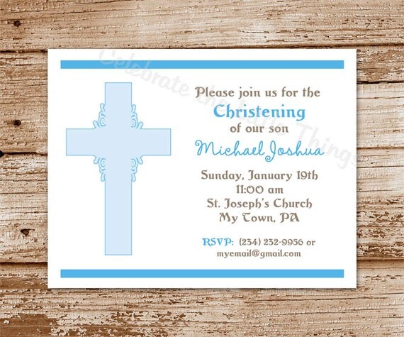 SET of 12 Religious, CROSS Invitations : Christening, Baptism, First Holy Communion, Pink, Blue, Lavender Il_570xn