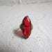 Antique Art Deco Red Glass Ring Signed Uncas c.1920s