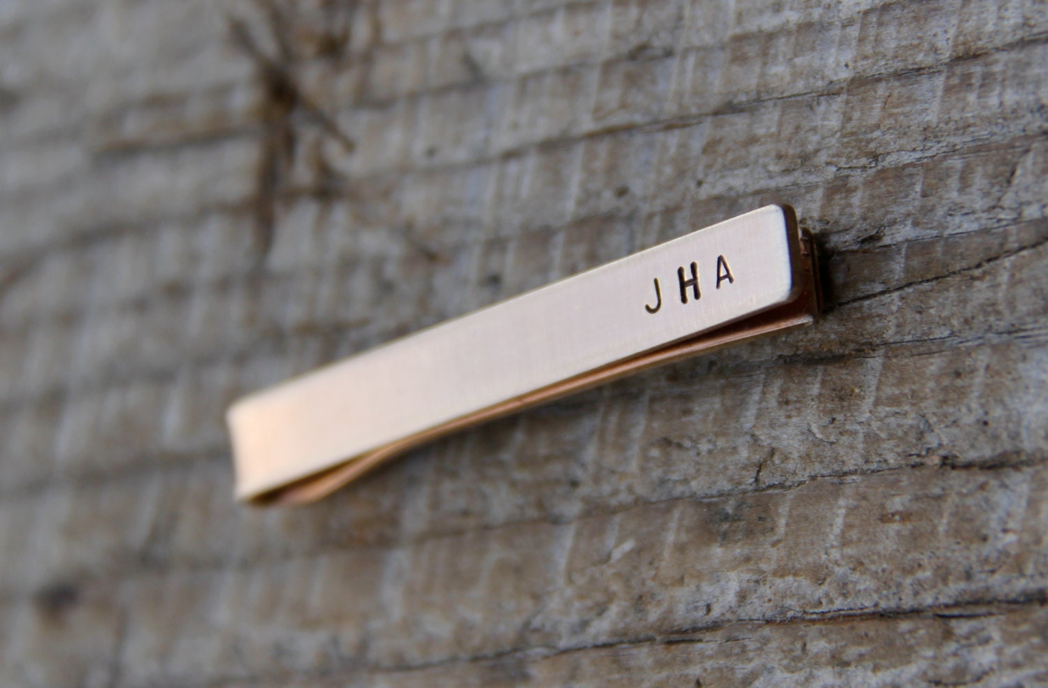 Custom Tie Tack / Tie Bar - Personalized on two sides in Bronze or Aluminum - Perfect for Father's Day / Groomsmen