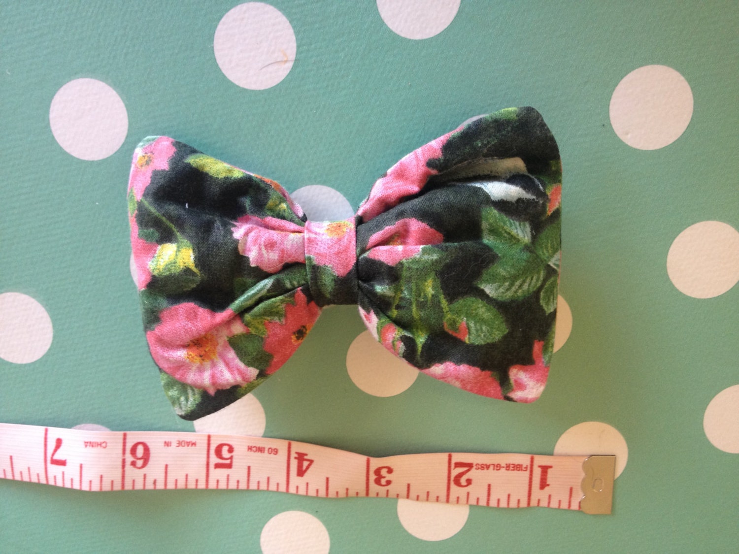 Hand made hair bow, shabby chic floral vintage, bow, tulle stuffed, large, Rockabilly