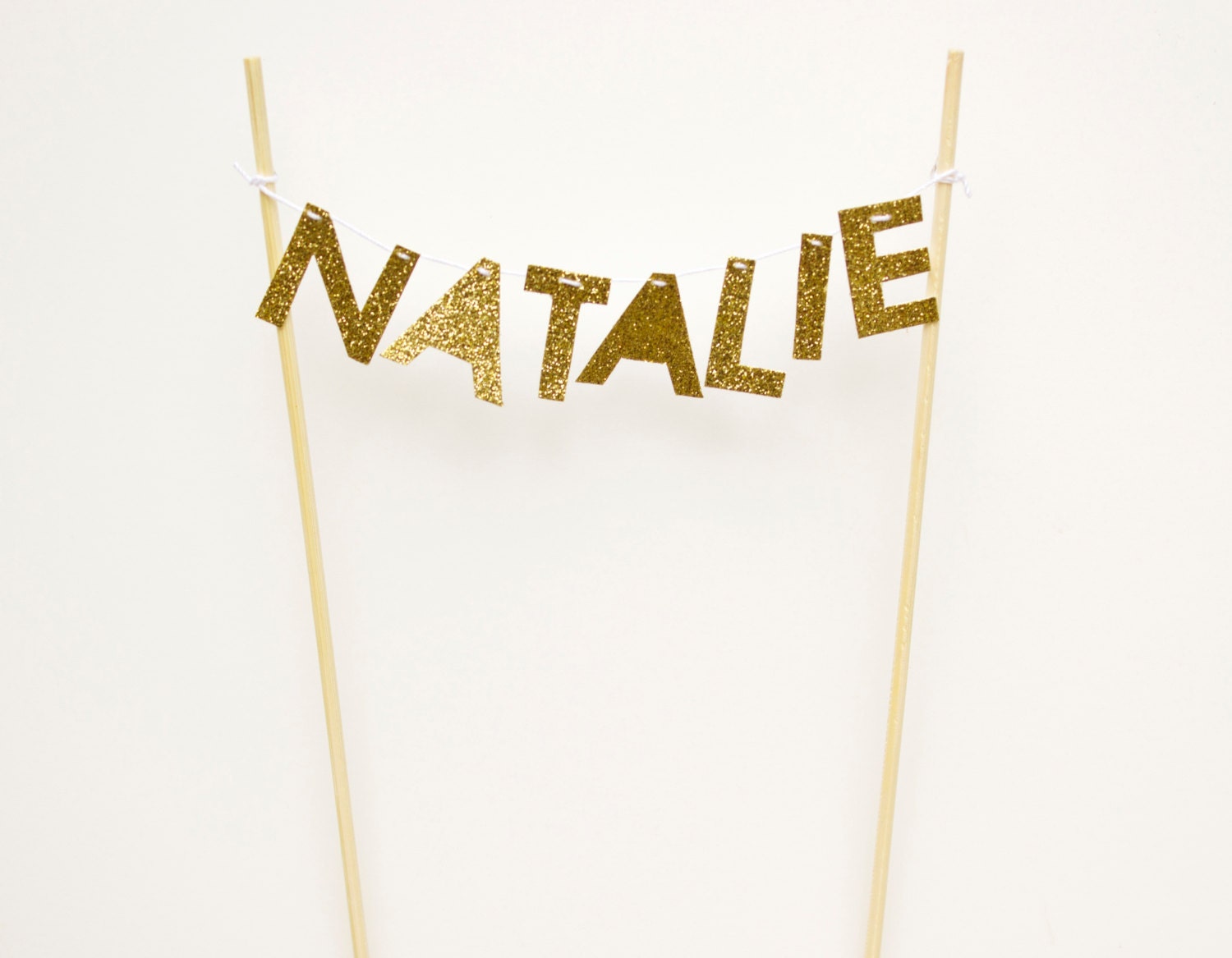 Custom Name Cake Topper (Gold Glitter)