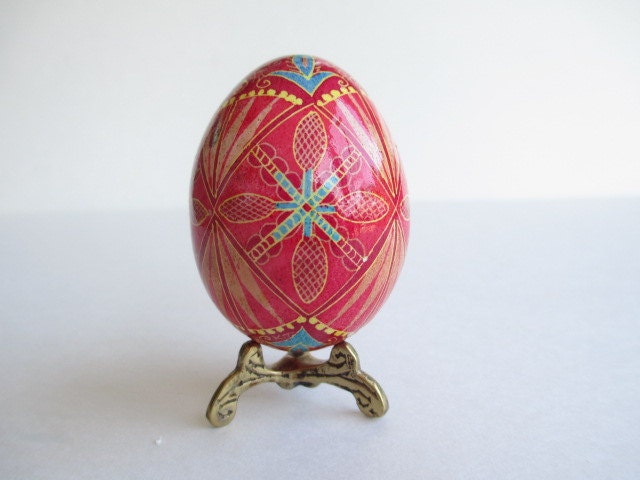sale Pysanka egg,  batik egg on chicken egg shell, Ukrainian Easter egg, hand painted egg ornament