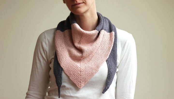 Shape Shifter Scarf - Linen Color Block Spring Scarf  - Womens Pale Pink Twilight Gray