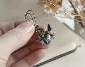 Beatriz Aged Brass and Swarovski Earrings - Blue - Aquamarine - Victorian - Spring - Summer - Nature - Wedding - Bridal