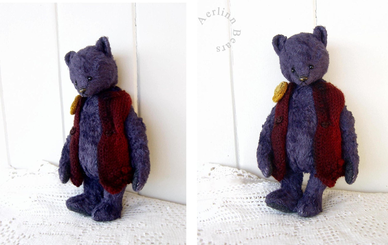 Sillyphus, One Of a Kind Blue Grey Viscose Artist Teddy from Aerlinn Bears