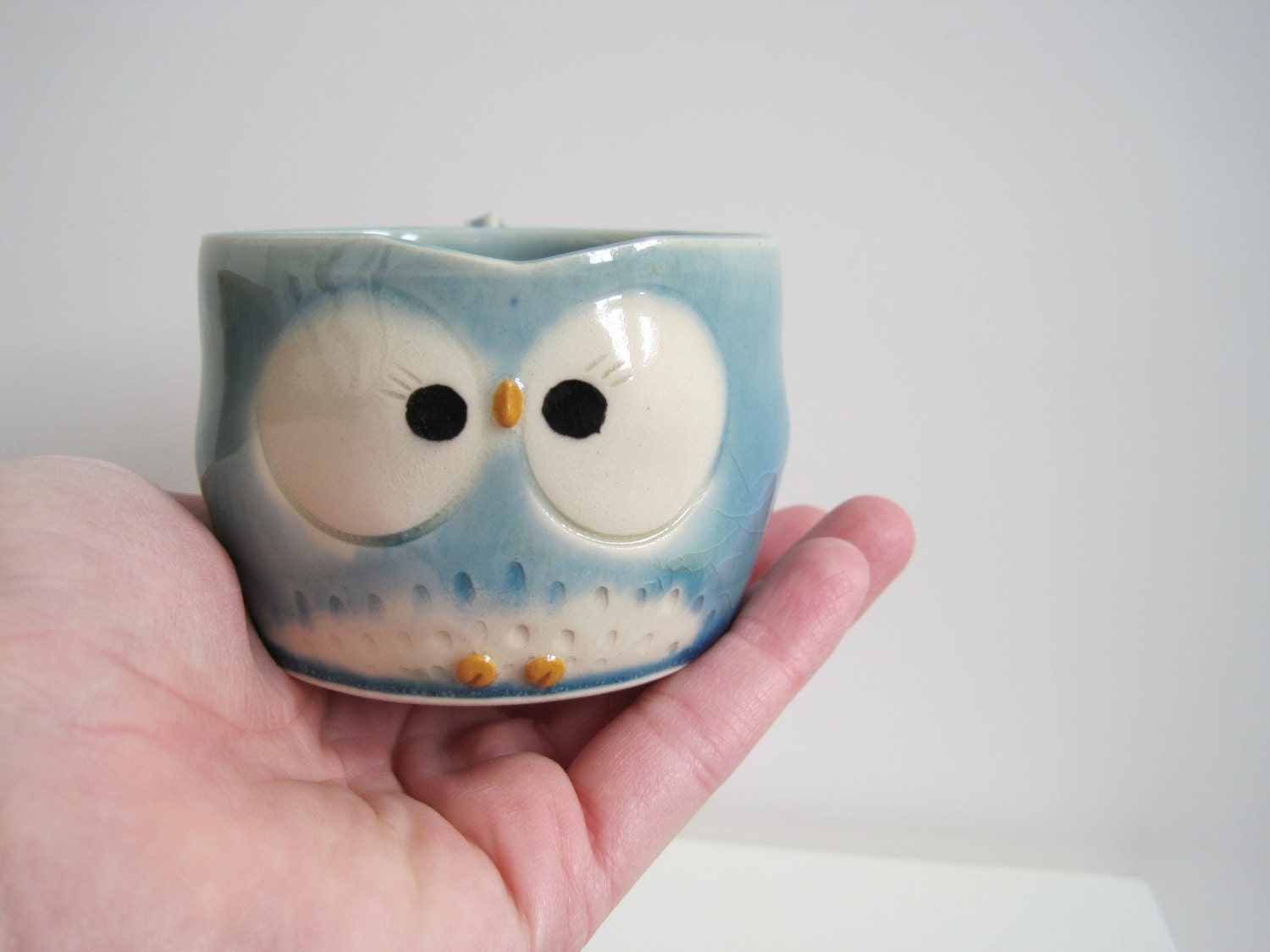 Hooter Owl Mug (Camden) in Frosty Blue Handmade Stoneware - Ready To Ship