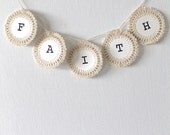 FAITH Crochet Garland Banner BLACK FONT Home Decorating Wall Decor Shabby Chic