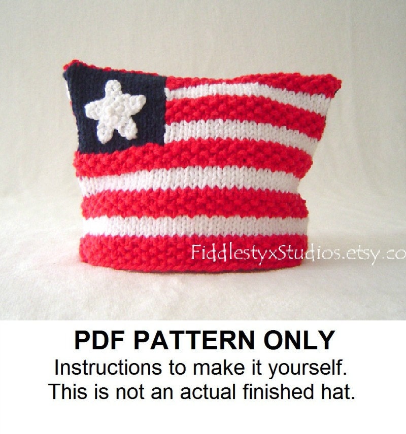 PDF KNITTING PATTERN - Baby Hat Knitting Pattern - Red White Blue Flag Hat (Newborn Infant Toddler Child sizes) Patriotic Knitting Pattern