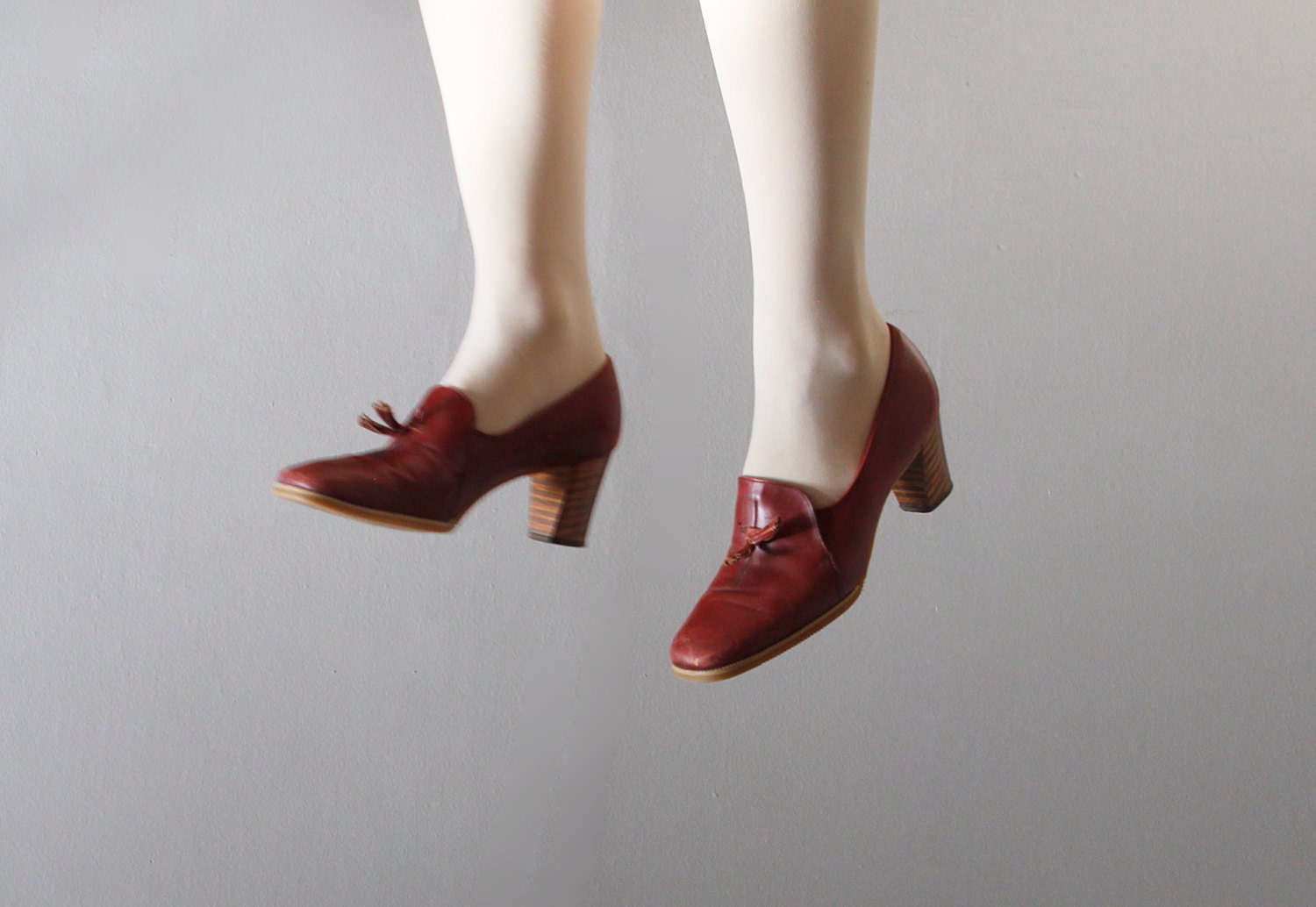 oxblood tassel pumps size 9
