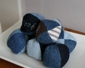 Recycled Denim Dog Squeaky Ball toy size small