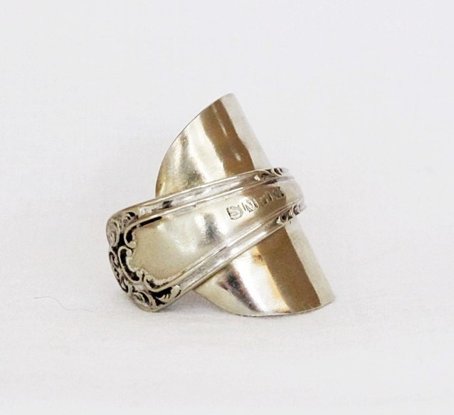 Spoon Ring eco Statement Ring Victorian Fern eco Statement Brass EPNS Hallmark spoon ring Fern Romantic brass eco knuckle brass spoon ring