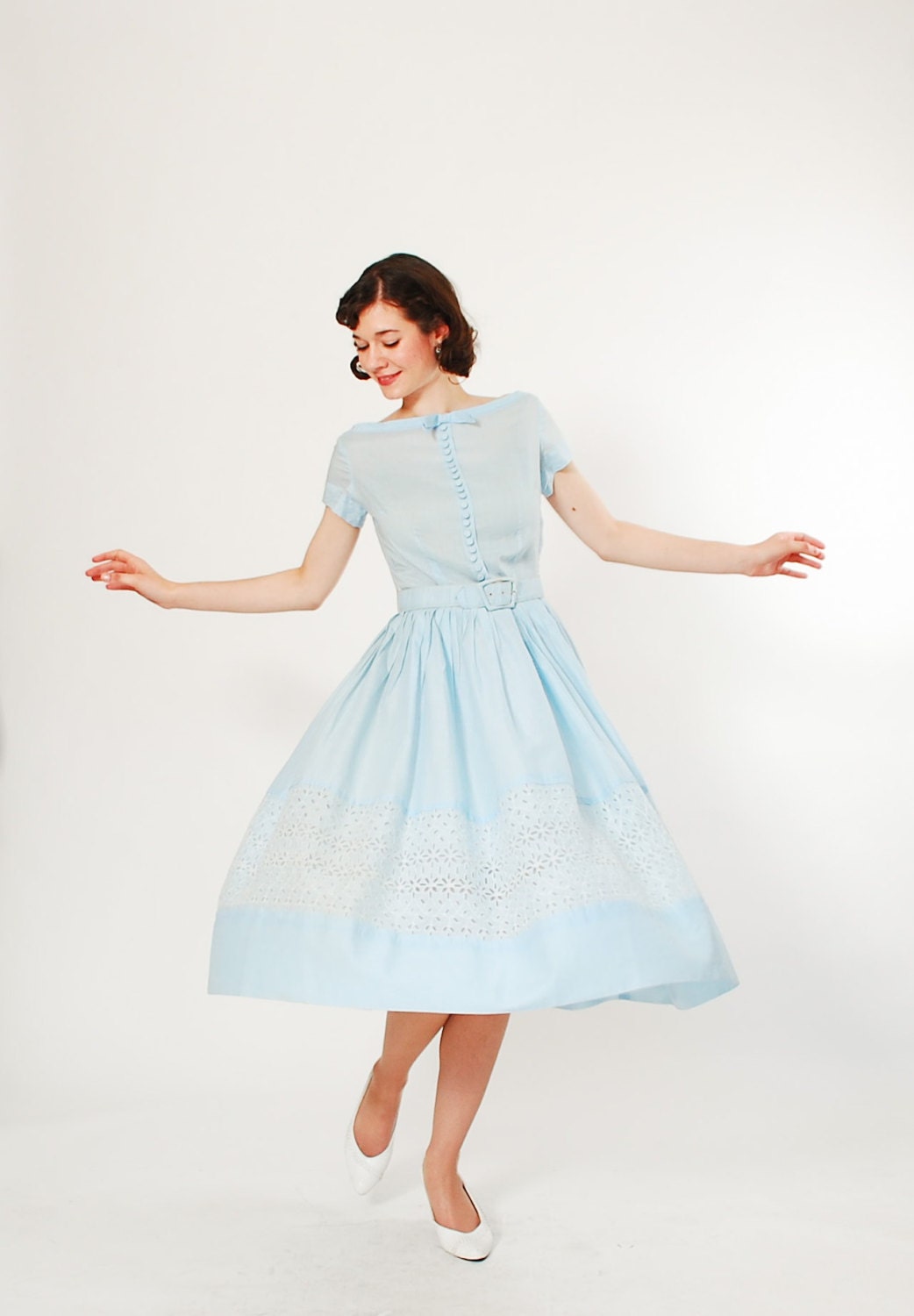 Vintage 1950s Dress - 50s Party Dress - Up in the Clouds
