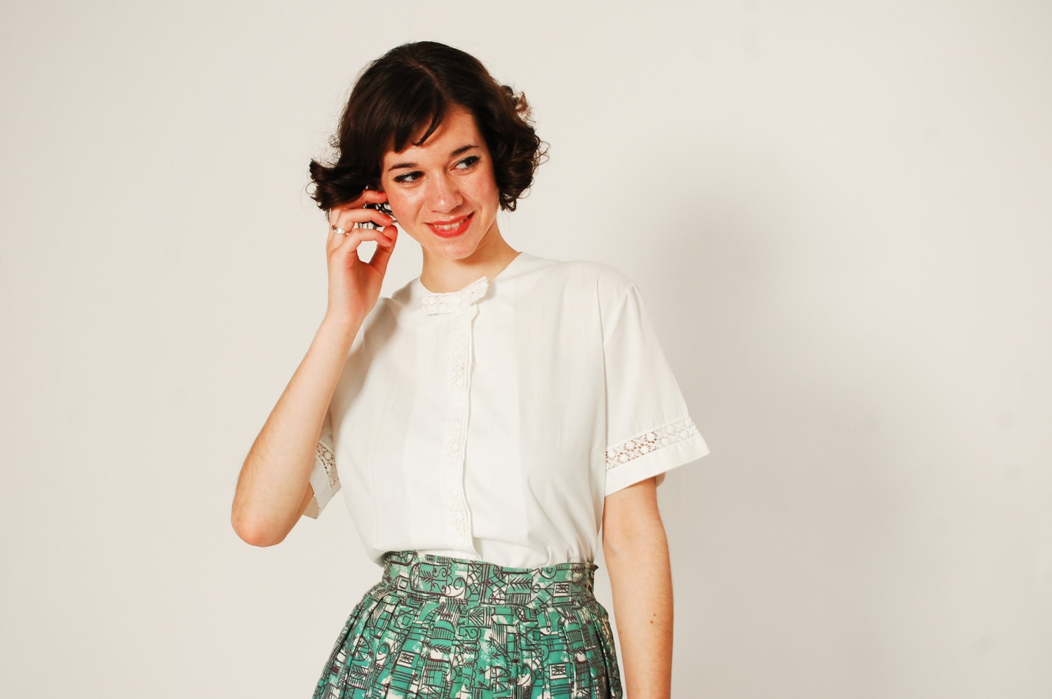 1950s Blouse - 50s Cotton Blouse - Little Bit of Lace