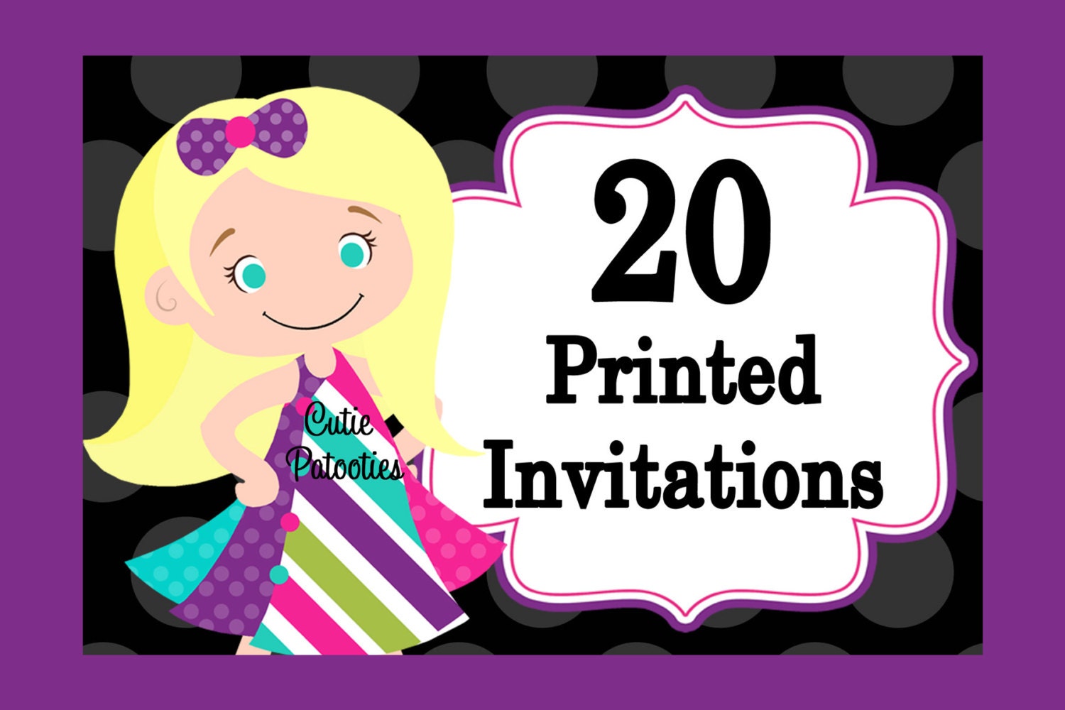 20 Printed Invitations by Cutie Patootie Creations - Includes Envelopes Il_170x135