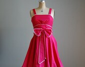 25 % OFF SALE 1980s RUBY Red bow mini dress