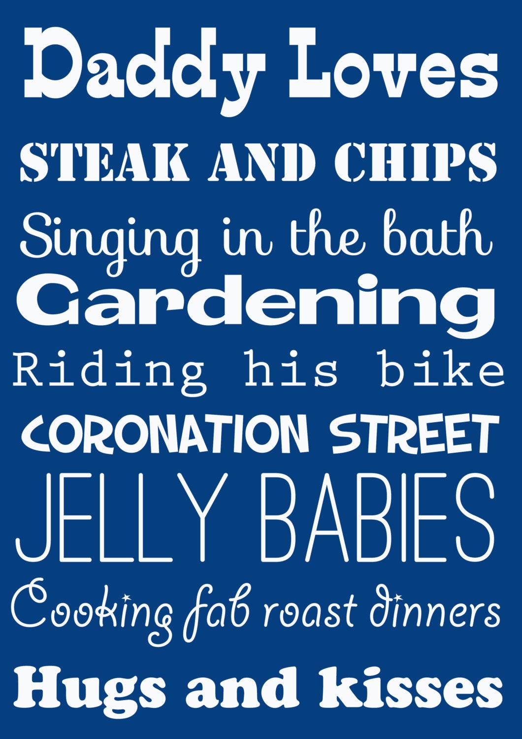 Personalised "Daddy's Life" Print - depicting the things that your daddy loves - Father's Day Gift