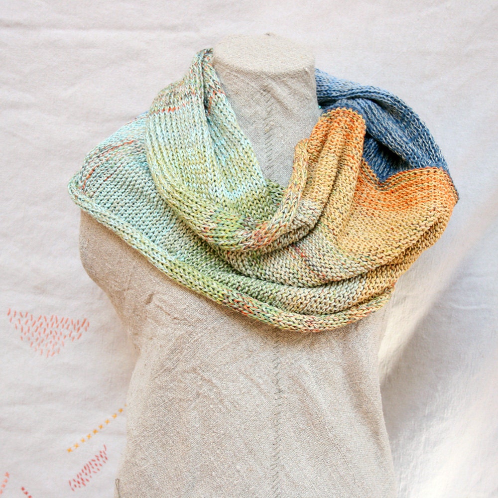 Provence - Chunky Knit Cotton Infinity Scarf - for summer evenings, for concerts in the park