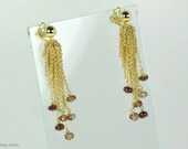 Layered Fringed 14ktgf Gold Chain Earrings with Smooth Andalusite Rondelles AC0694 by Ashley Childs
