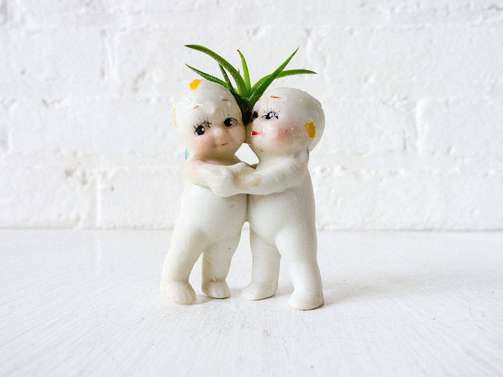 Love Grows Between Us - Vintage Kewpie Dolls Air Plant Lovers  Bisque Dolls - EarthSeaWarrior
